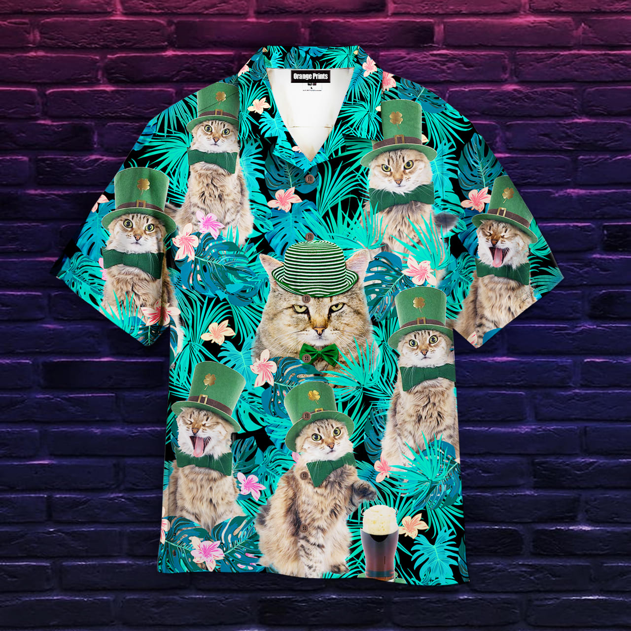 Funny Cat Happy Irish St. Patrick s Day Aloha Hawaiian Shirts Beachwear For Men St Patrick s Day Gifts 1