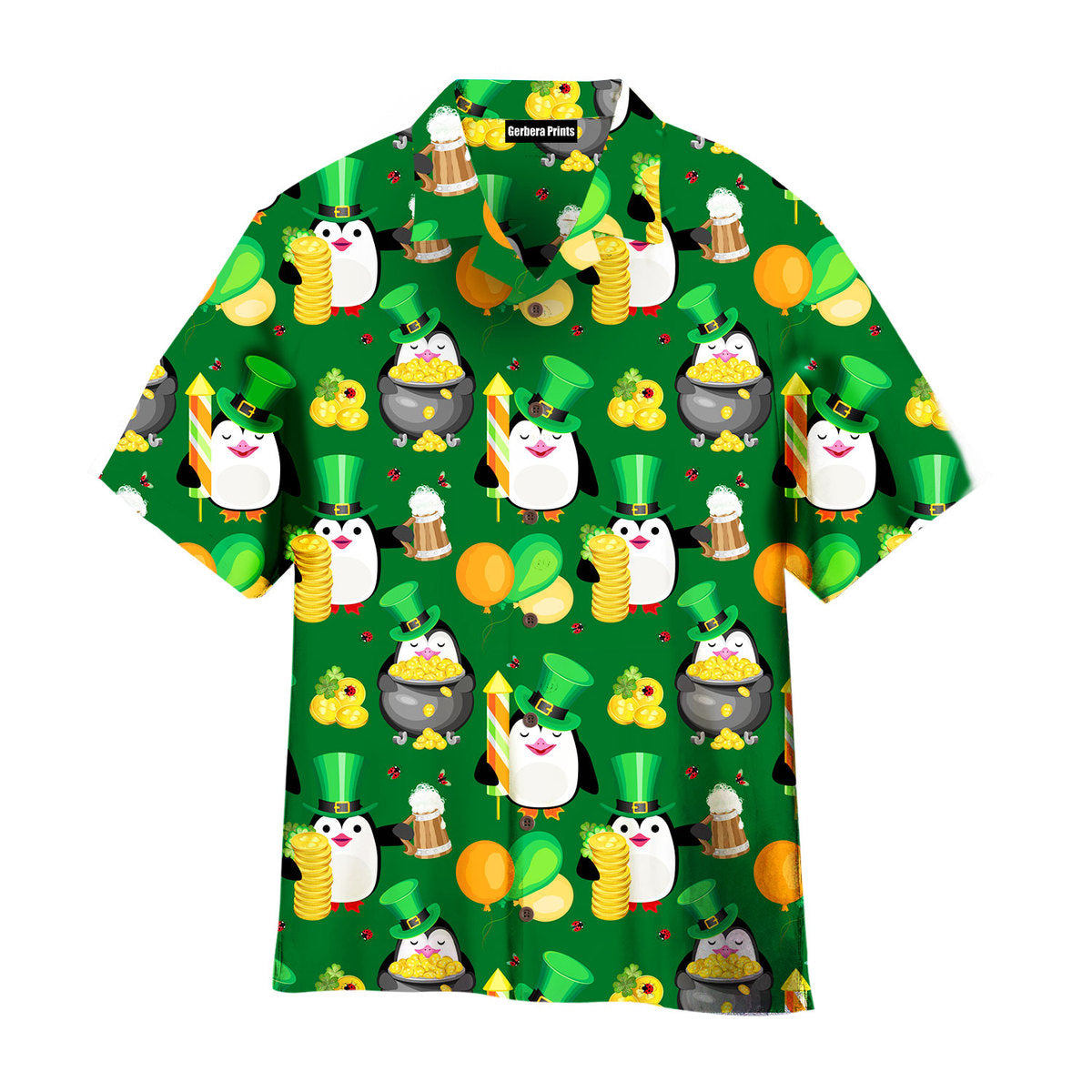 Funny Penguins Happy St Patricks Day Pattern Patricksday Gifts Aloha Hawaiian Shirts 1