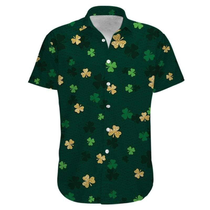 Gold And Green Shamrock Saint Patrick s Day Patricksday Gifts Aloha Hawaiian Shirts 1
