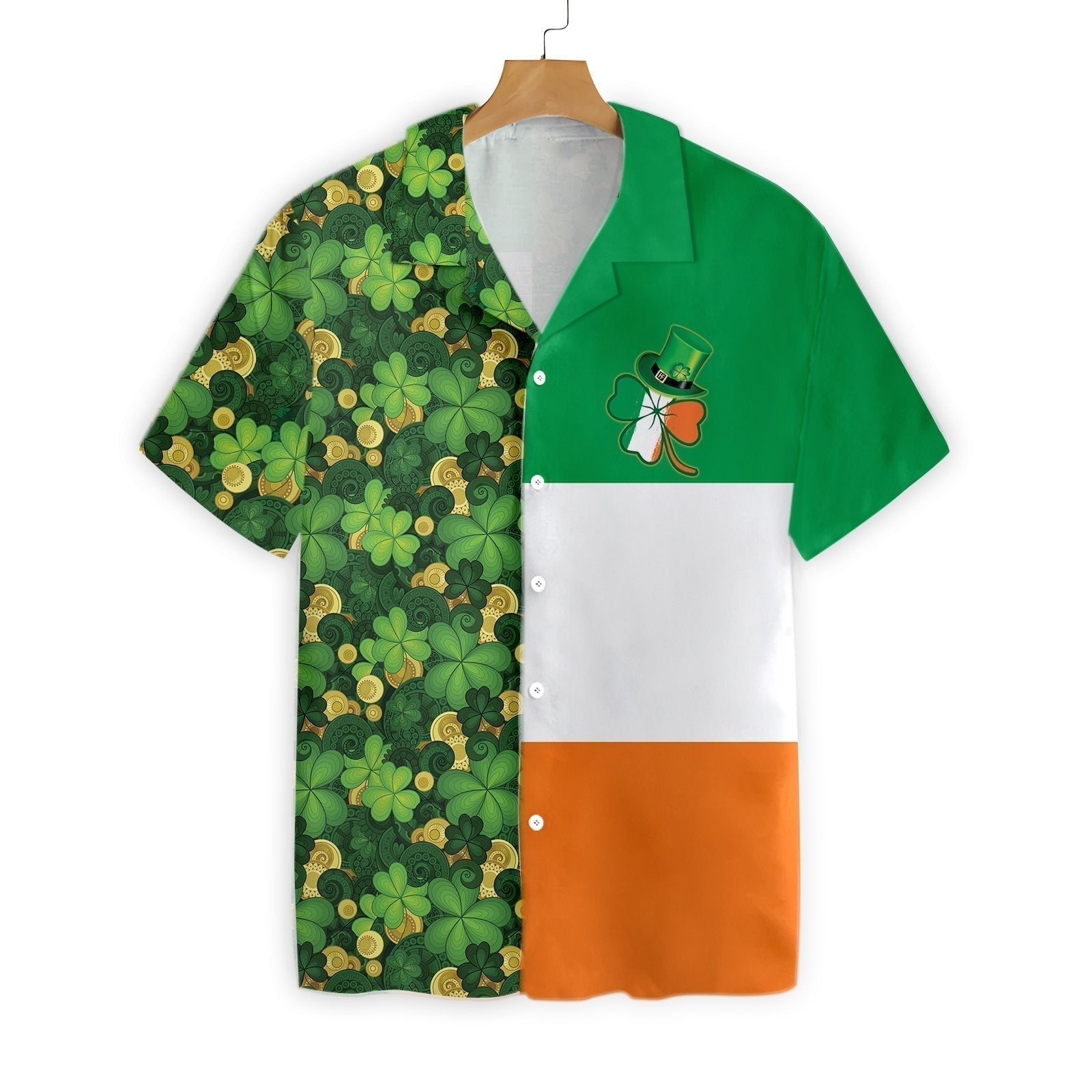 Gold Coins Shamrock Saint Patrick s Day Irish Ireland Flag Patricksday Gifts Aloha Hawaiian Shirts 1