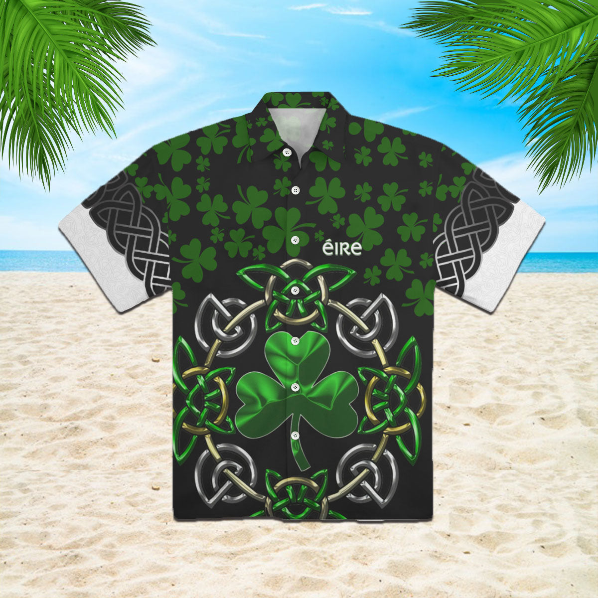 Irish Saint Patricks Day Shamrock Celtic Cross Patricksday Gifts Aloha Hawaiian Shirts 1