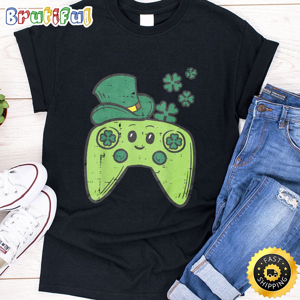 Irish Video Game Controller St Patrick Day Gamer Boys Girls T Shirt