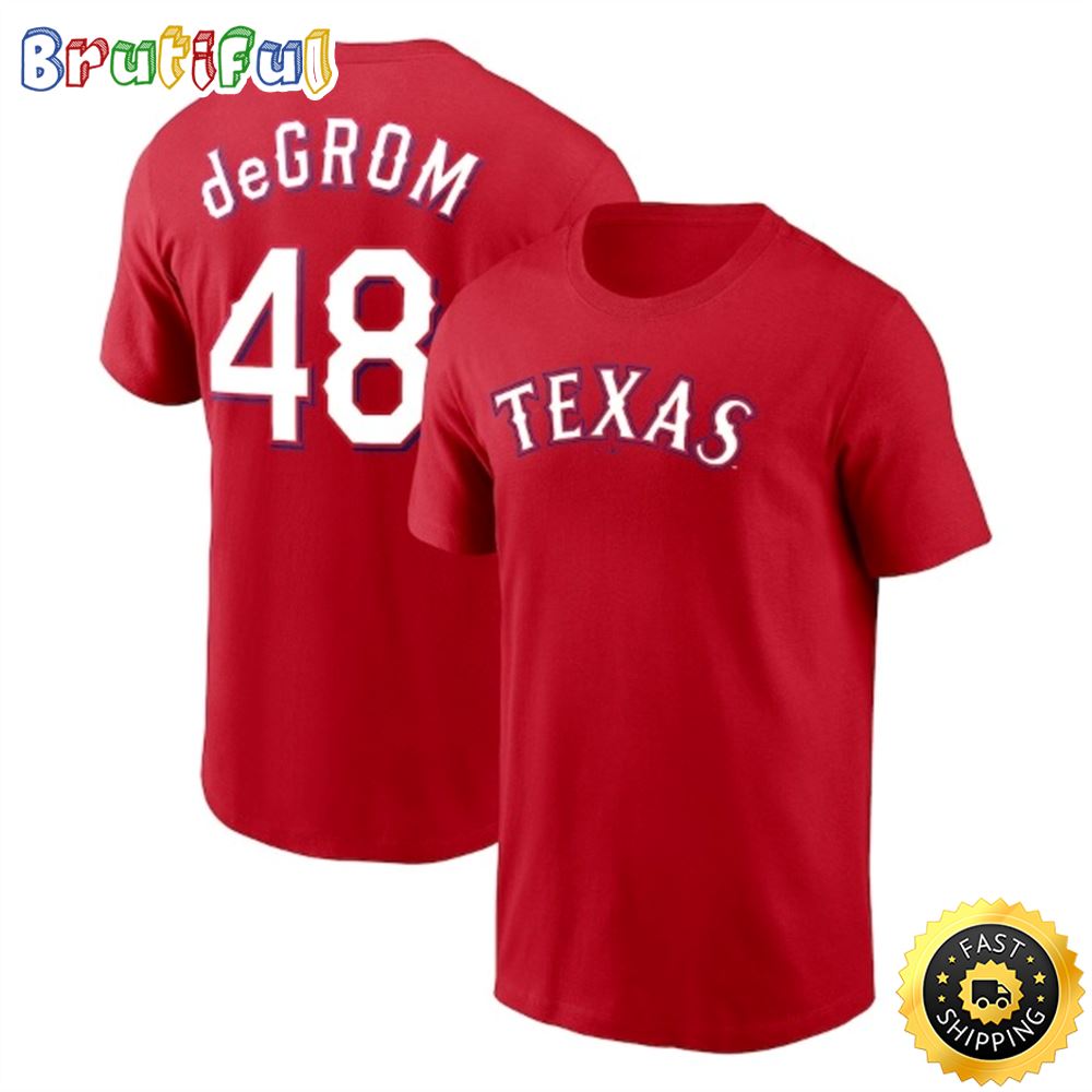 Jacob deGrom Texas Rangers 2023 Name Number Red T shirt