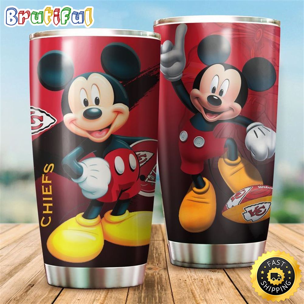 Kansas City Chiefs NFL Mickey Mouse Disney 2 Football Teams Big Logo Gift For Fan Travel Tumbler