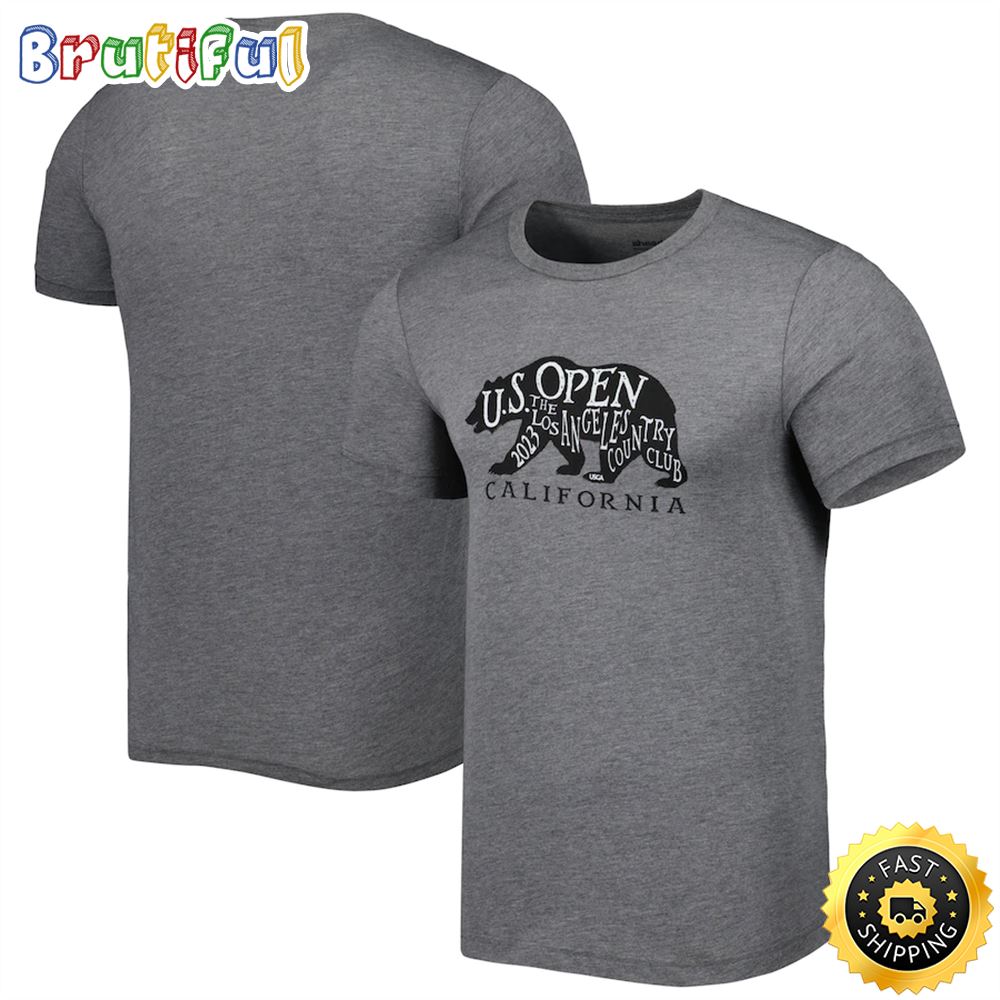 Men s 2023 U.S. Open Ahead Heathered Gray Bear Instant Classic Tri Blend T shirt