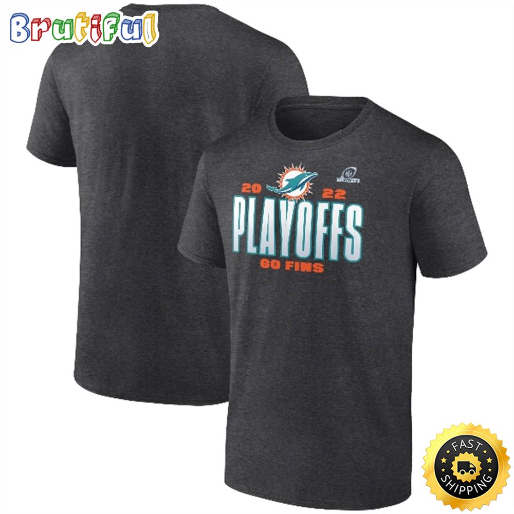 Miami Dolphins Fanatics Branded 2022 NFL Playoffs Our Time Charcoal T shirt