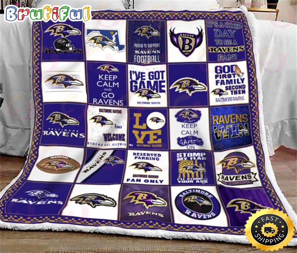 NFL Baltimore Ravens NFL Footballs Sherpa Fleece Blanket