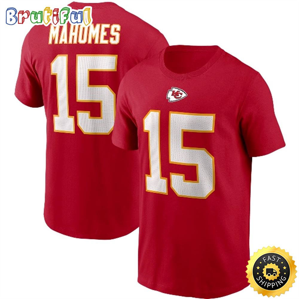 Patrick Mahomes Kansas City Chiefs Name Number Red T shirt