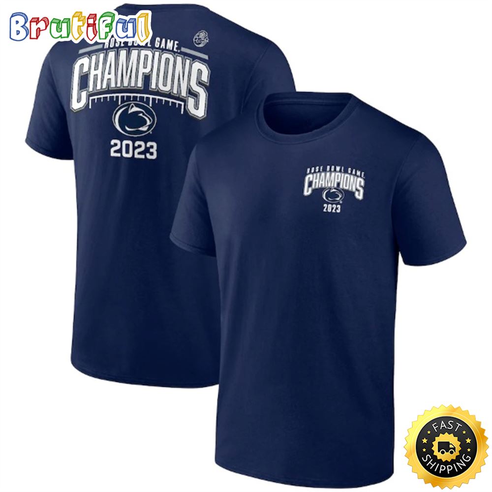 Penn State Nittany Lions Fanatics Branded 2023 Rose Bowl Champions Navy T shirt