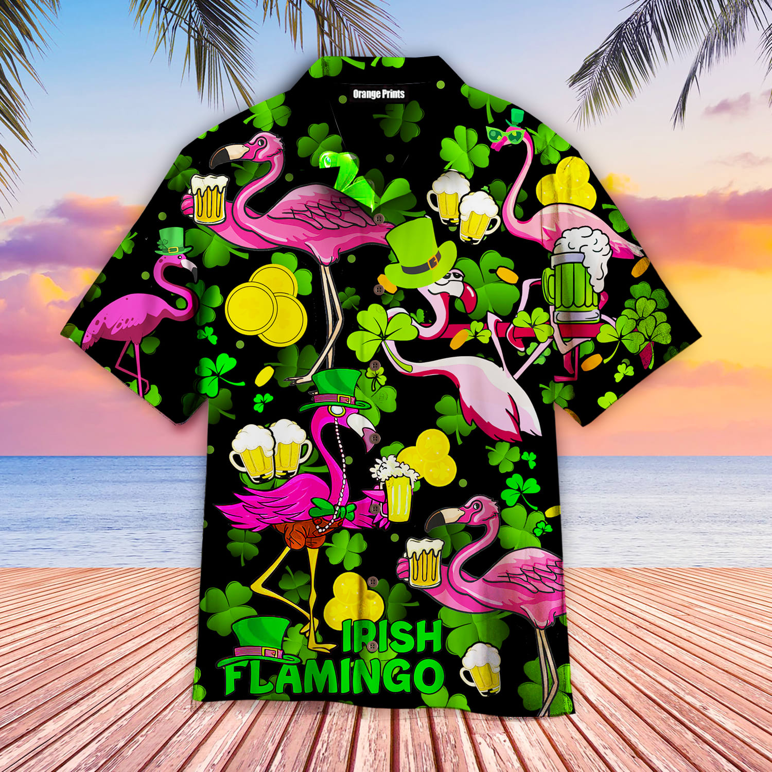 Pink Flamingo And Beer St Patricks Day Hawaiian Shirt Patricksday Gifts Aloha Hawaiian Shirts 1