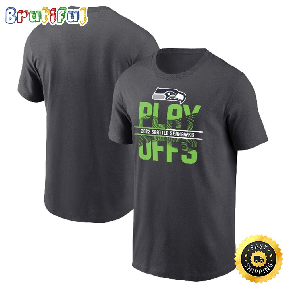 Seattle Seahawks 2022 NFL Playoffs Iconic Anthracite T shirt