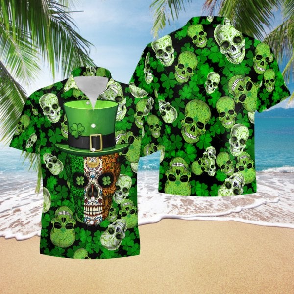 Skull St Patrick s Day Patricksday Gifts Aloha Hawaiian Shirts 1