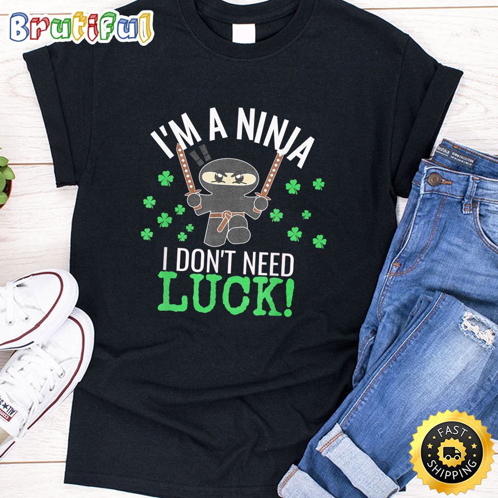 St. Patrick s Day Ninja Luck Green Kids Gift Clover T Shirt