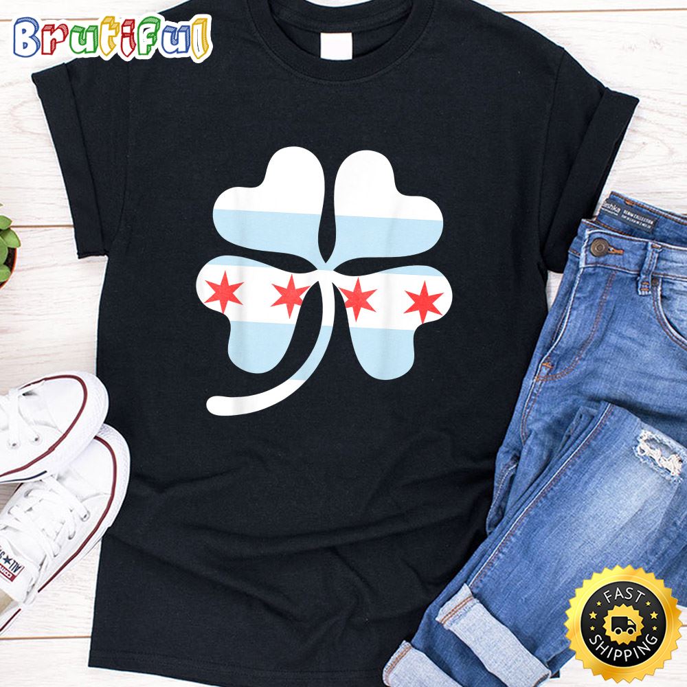 St Patrick Day Vintage Chicago Shamrock Flag For Irish Green T Shirt