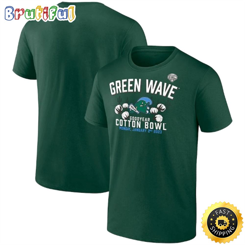 Tulane Green Wave Fanatics Branded 2023 Cotton Bowl Gameday Stadium Green T shirt
