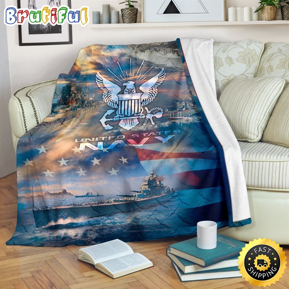 United State Navy Warships Fleece Throw Blanket