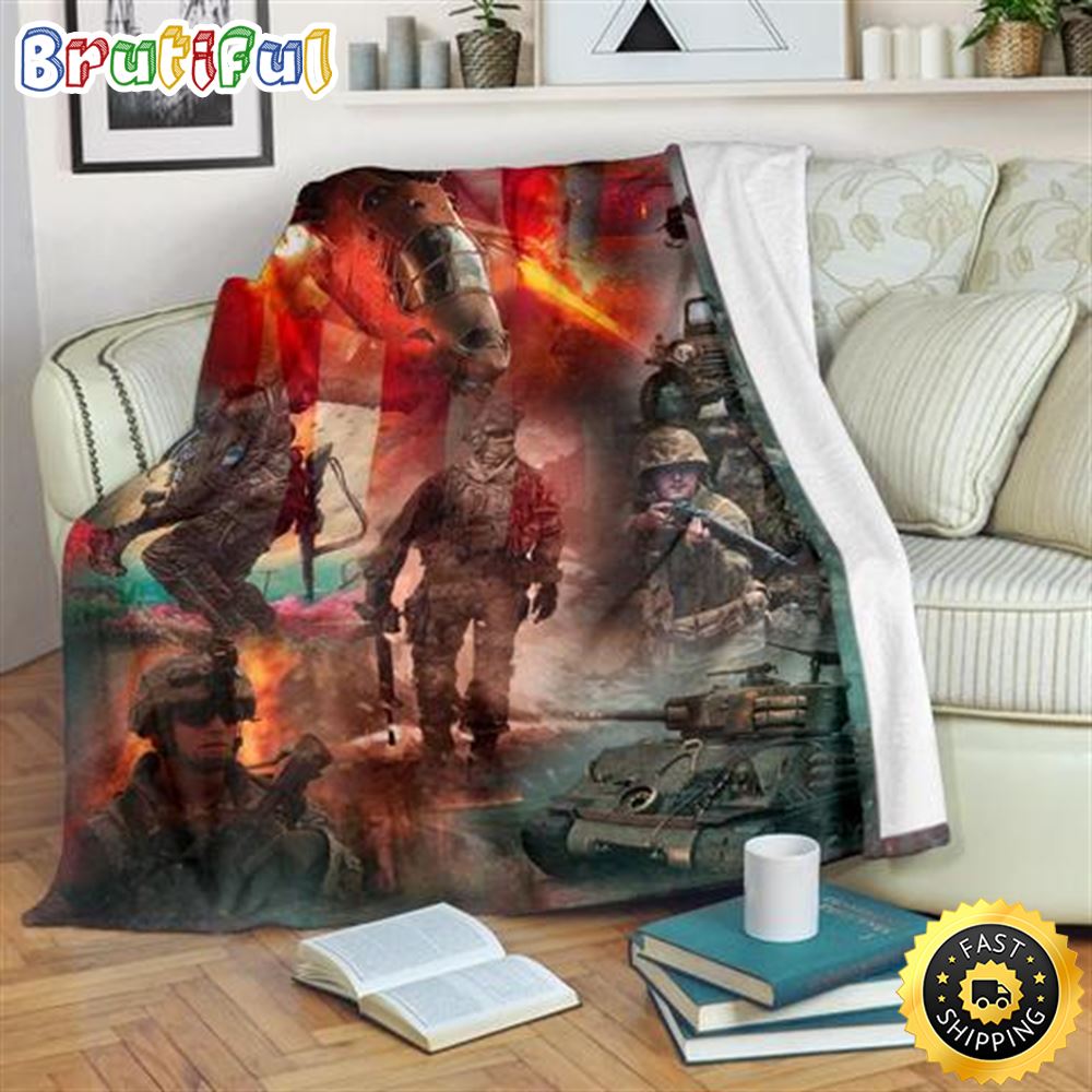 Us Army American Veteran Fleece Throw Blanket