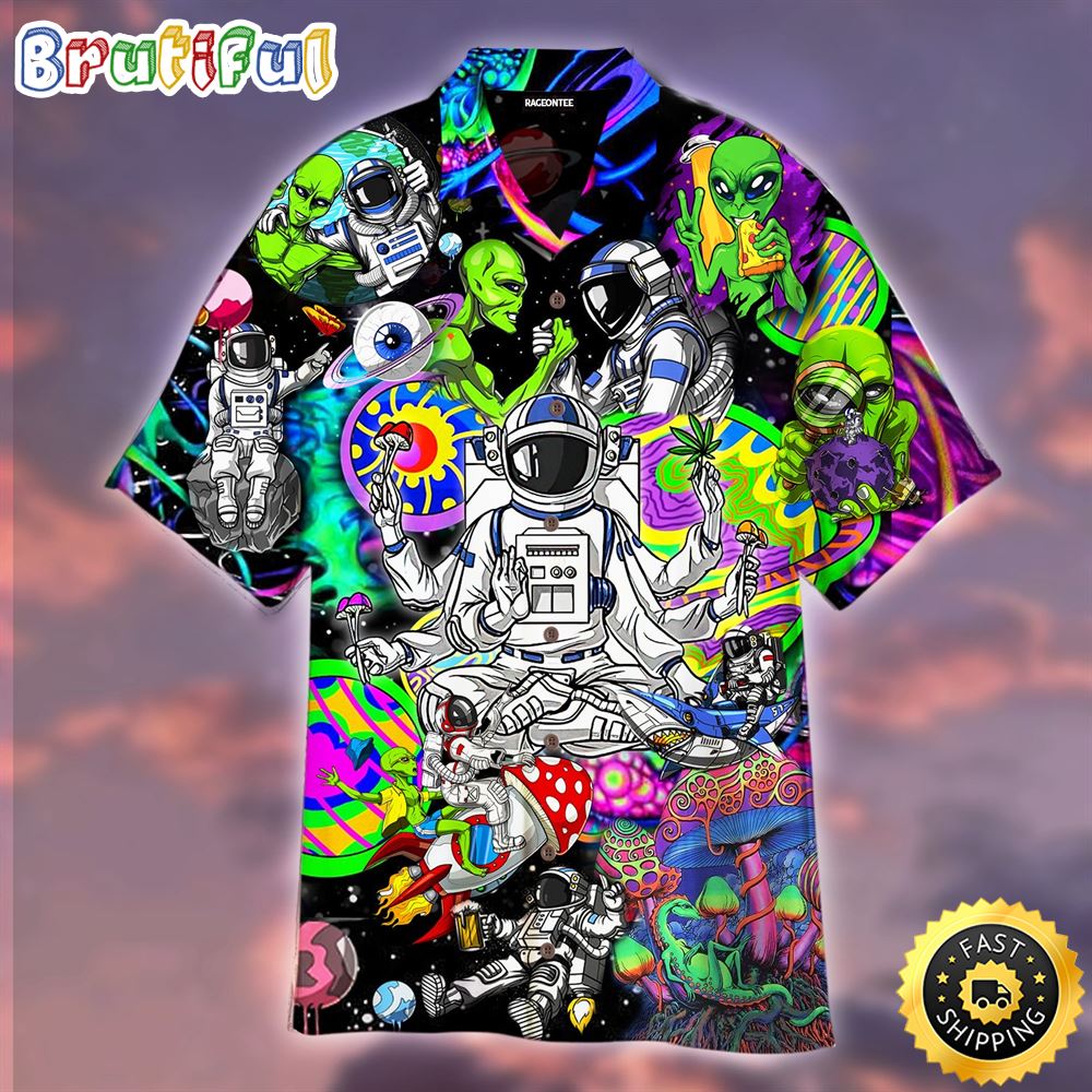Astronaut Alien Hippie Hawaiian Shirt Beachwear For Men Gifts For Young Adults 1 cg4zg5