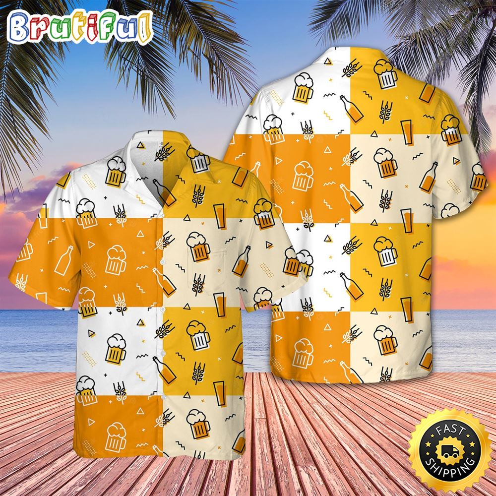 Beer Pattern Hawaiian For Men Women Beer Lovers Aloha Shirt mbkbs2