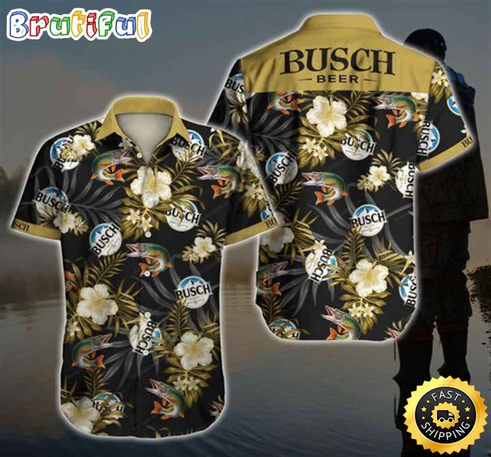 Busch Beer Iii Summer Drink Beer Alcohol Cat Lovers Short Sleeve Hawaiian Shirt zh4gcc