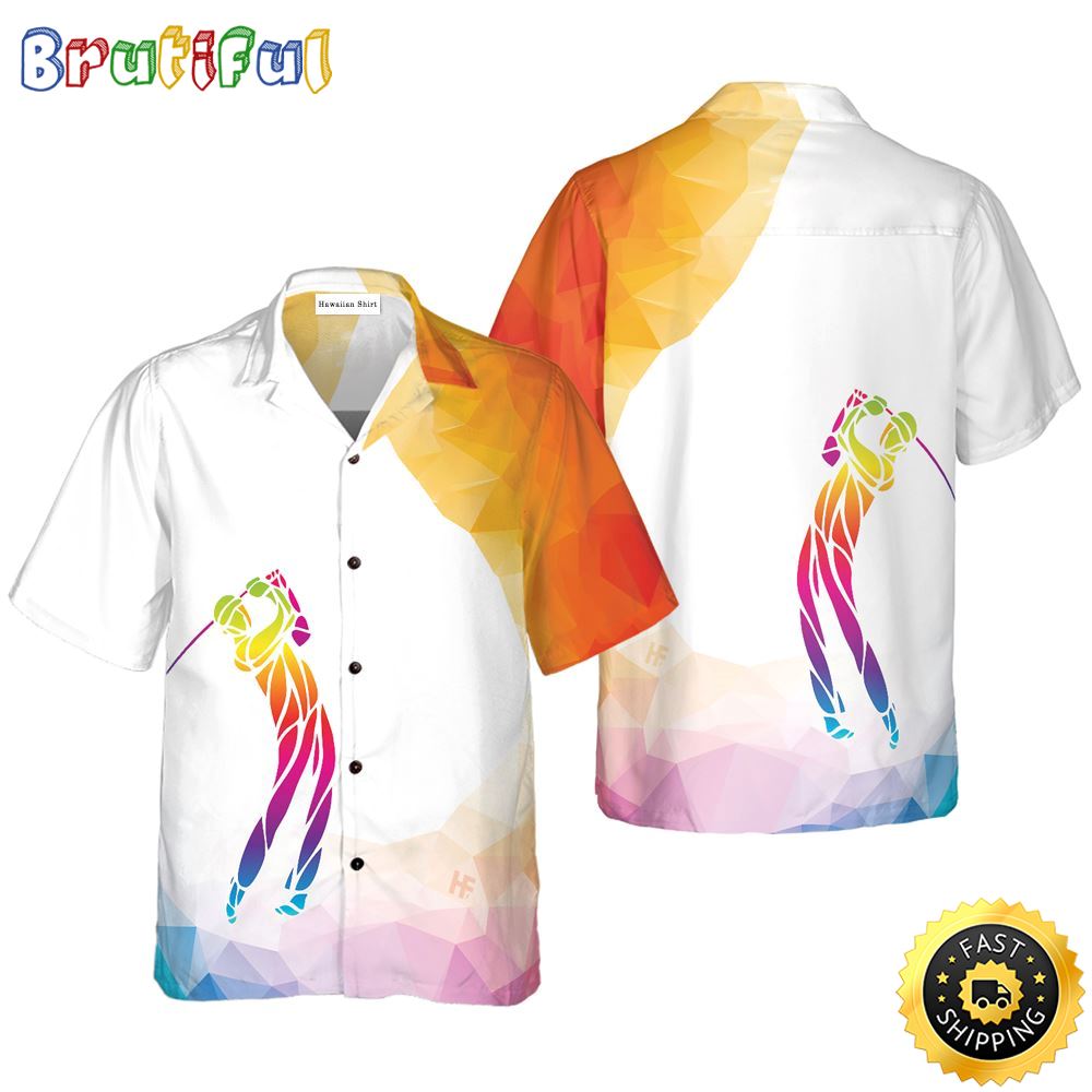 Creative Silhouette Of Golf Player Hawaiian Golf Shirt For Sport Lovers In Summer lfrueh
