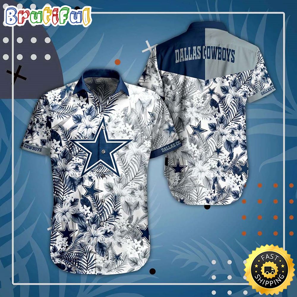 Dallas Cowboys NFL Beach Shirt Graphic Floral Pattern Print This Summer Hawaiian Shirt vme1yj