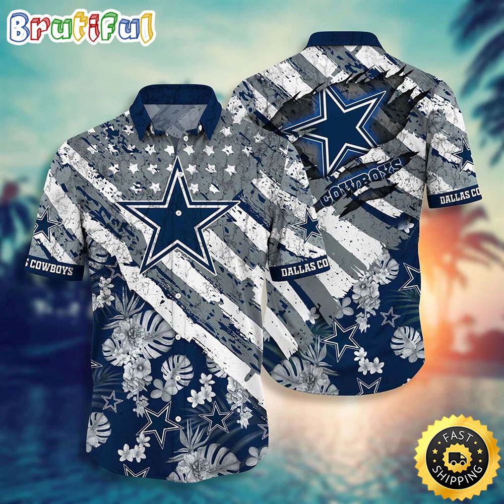 Dallas Cowboys NFL Floral Print American Flag Beach Shirt Short Style Hot Trending Summer Hawaiian Shirt r0wszp