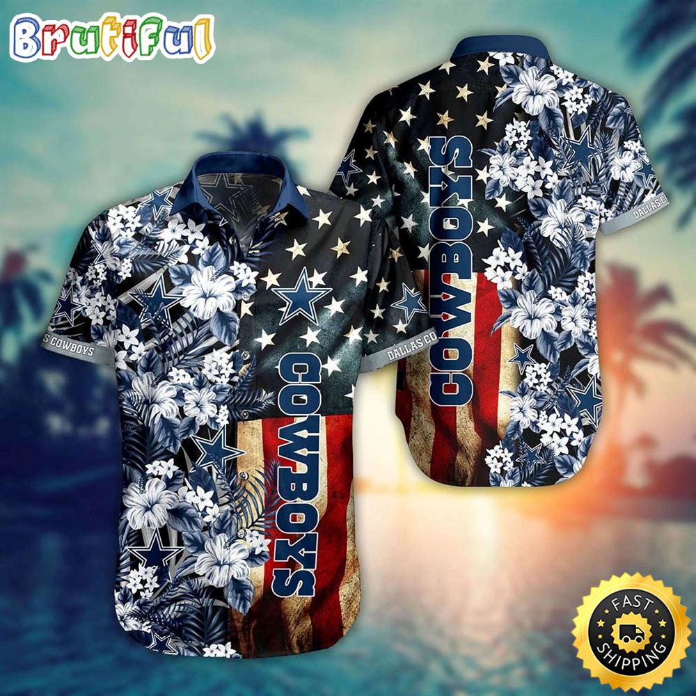 Dallas Cowboys NFL Graphic US Flag Flower New Trends Summer Gift Best Ever Fans Hawaiian Shirt jvymth