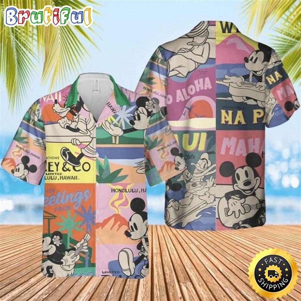 Disney Mickey Mouse Tropical 2 Print Hawaiian Shirt e6wrai