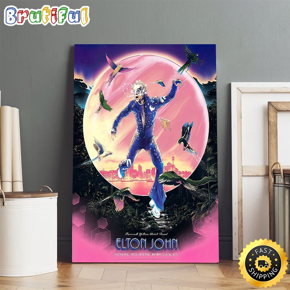 Elton John Auckland 2023 January 27th And 28th Farewell Yellow Brick Road New Zealand Tour 23 Poster Canvas ytbqwp