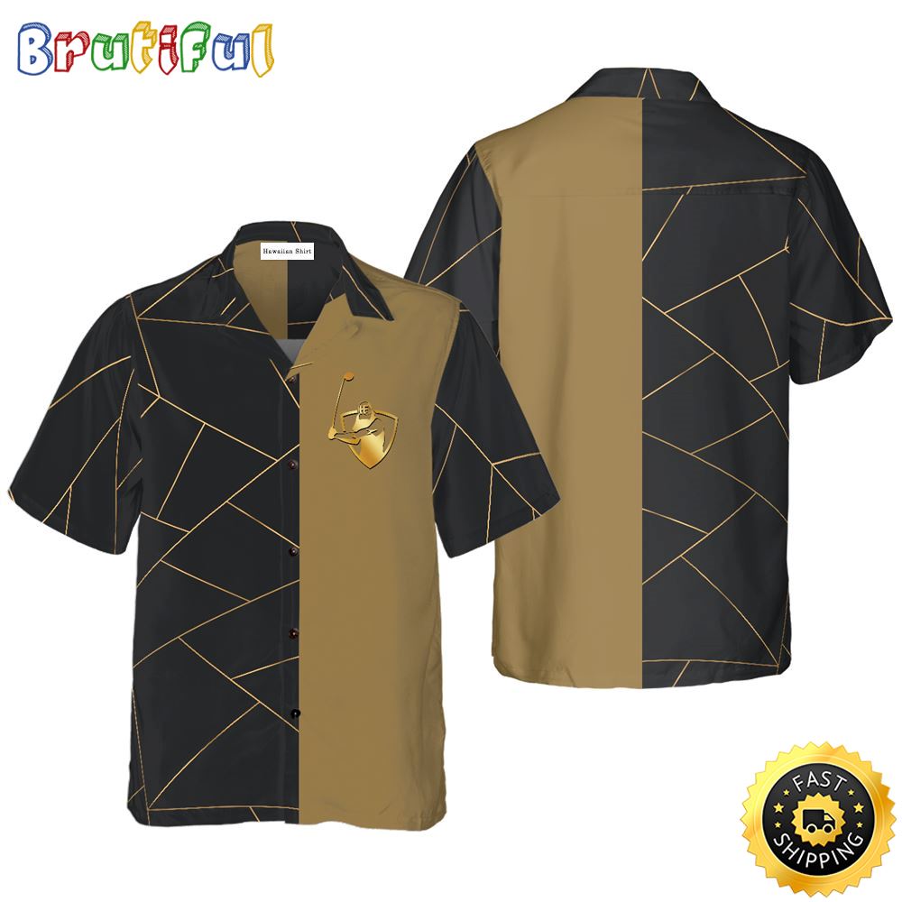 Golden Lines Golf Hawaiian Golf Shirt For Sport Lovers In Summer mddrik