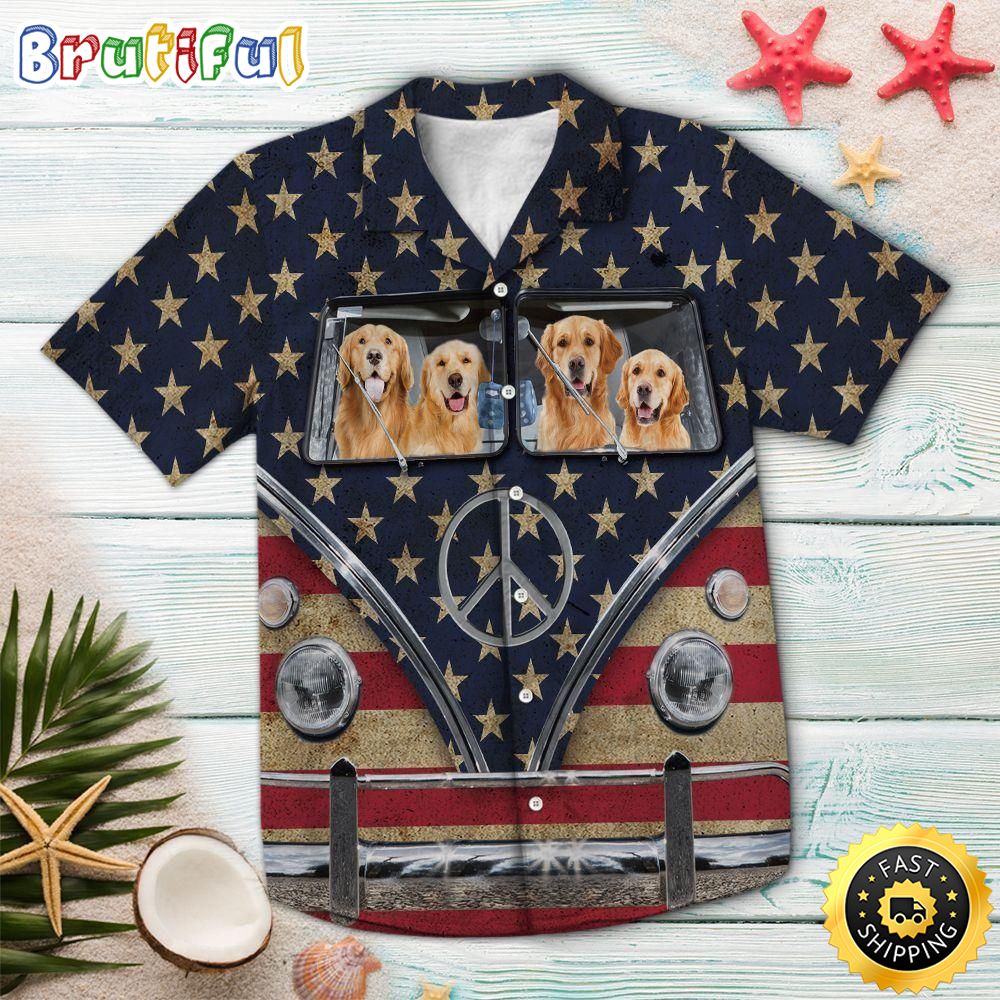 Golden Retriever Flag Bus Multicolor Nice Design Hippie Hawaiian Shirt Beachwear For Men Gifts For Young Adults 1 aei4tr