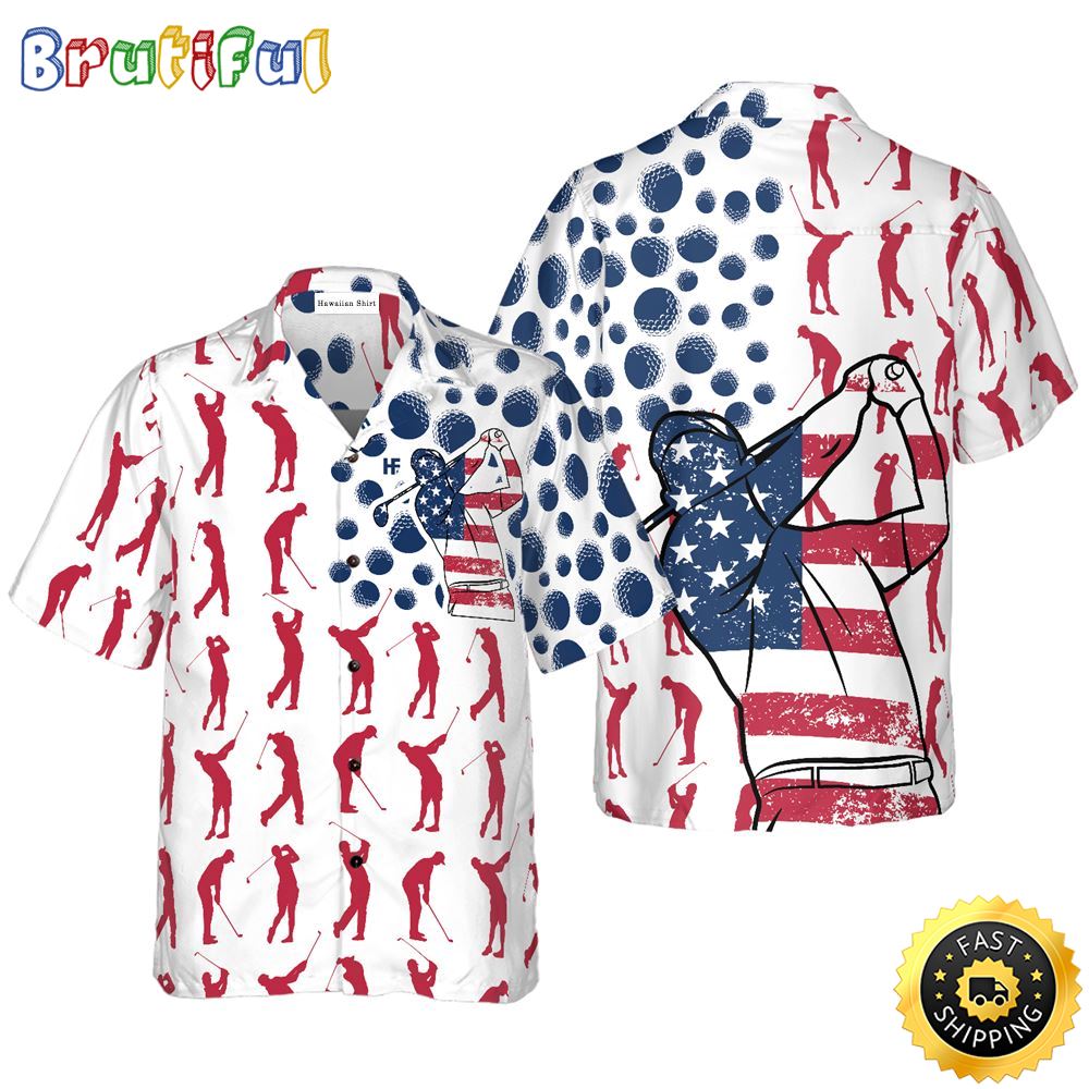 Golf American Flag Pose Hawaiian Golf Shirt For Sport Lovers In Summer tzk1ox