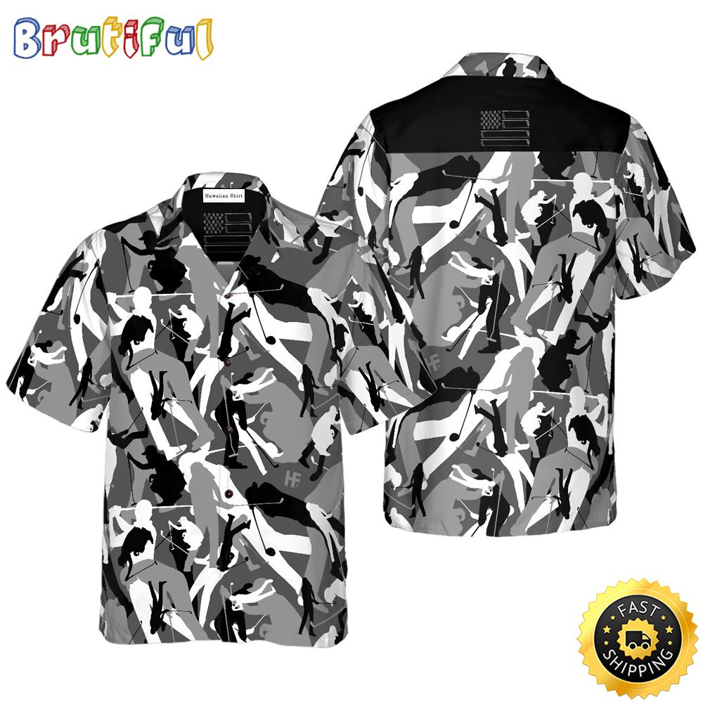 Golf Camouflage Seamless Pattern v2 Hawaiian Golf Shirt For Sport Lovers In Summer m6a9qx