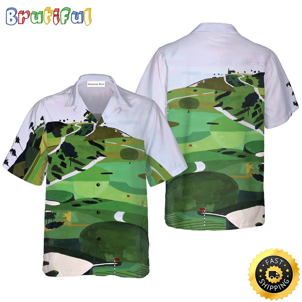 Golf Course Canvas Hawaiian Golf Shirt For Sport Lovers In Summer szyhmu