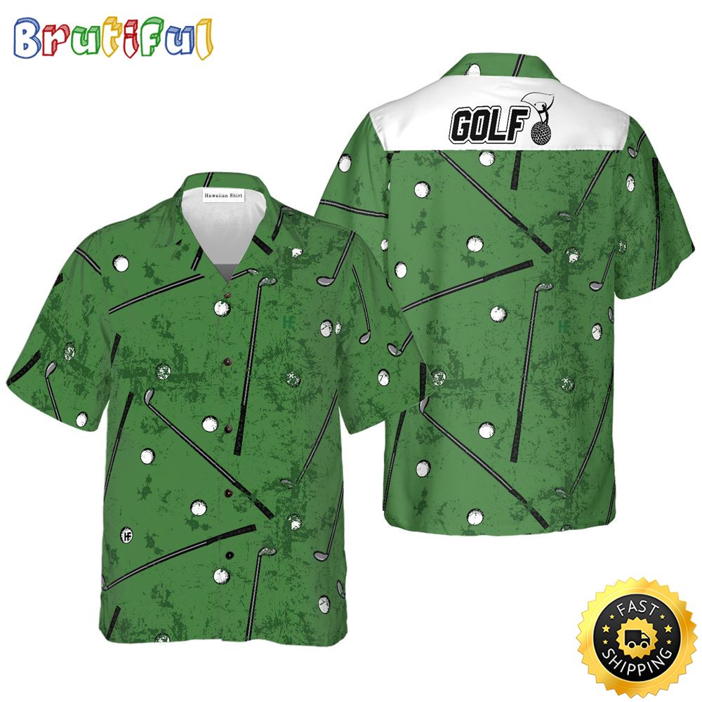 Golf Green Pattern Hawaiian Golf Shirt For Sport Lovers In Summer aiesxi