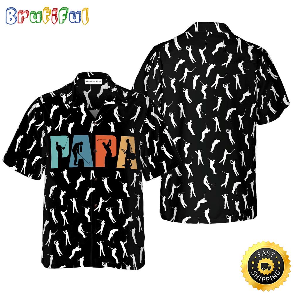 Golf Retro Golfing Papa Hawaiian Golf Shirt For Sport Lovers In Summer n15ntg