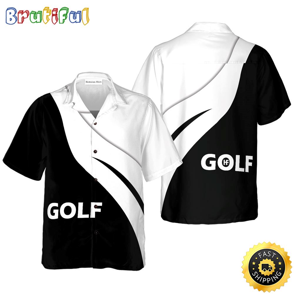 Golf VT Black And White Hawaiian Golf Shirt For Sport Lovers In Summer n3glnb