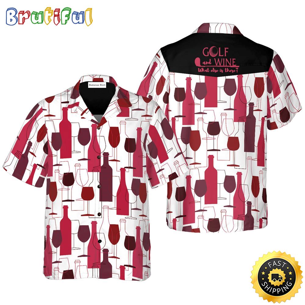 Golf and Wine Hawaiian Golf Shirt For Sport Lovers In Summer rdszyl