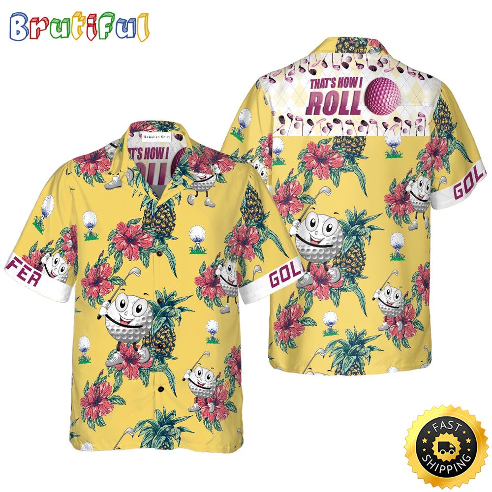 Golfer Pineapple Seamless Pattern Hawaiian Golf Shirt For Sport Lovers In Summer k0na5j