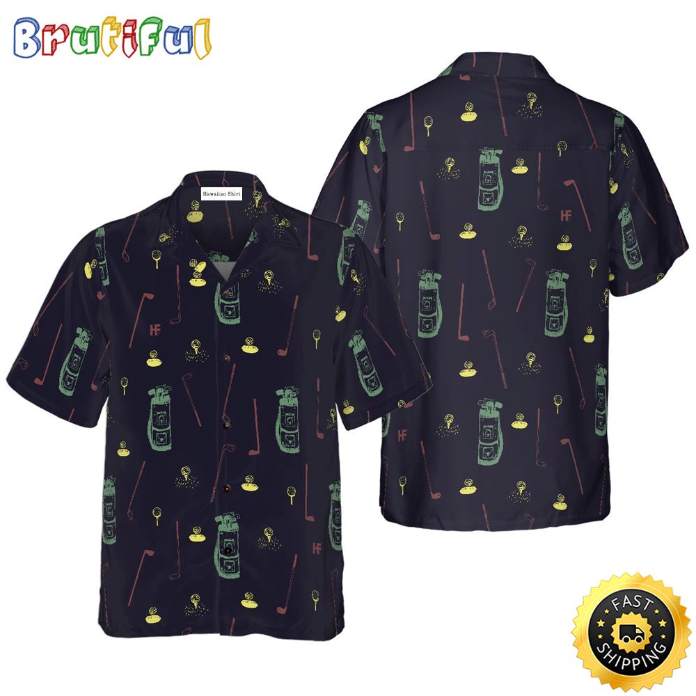Hand Drawn Golf Seamless Pattern Hawaiian Golf Shirt For Sport Lovers In Summer ajibgw