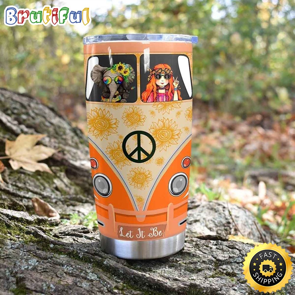 Hippie Orange Girl Stainless Steel Cup Tumbler tiqxid