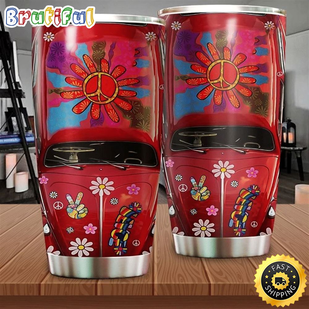 Hippie Red Bus Stainless Steel Cup Tumbler skca5h