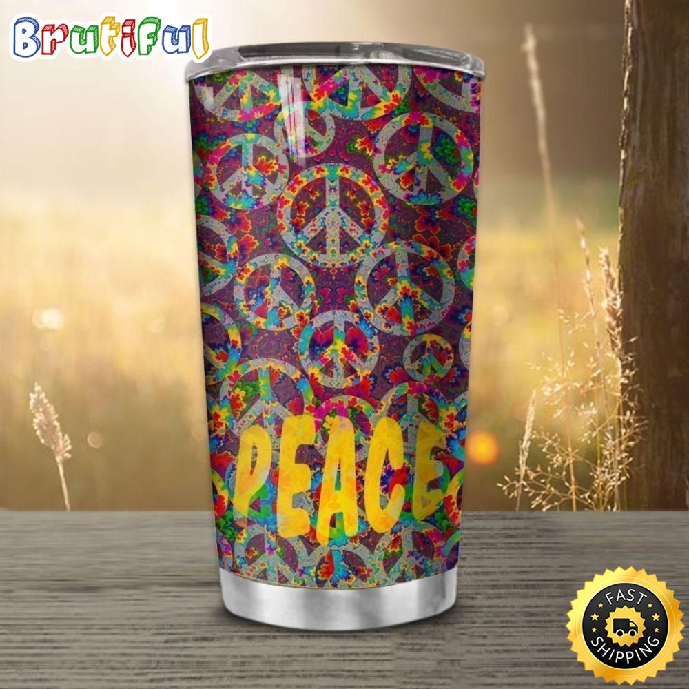 Hippie Sign Pattern Stainless Steel Cup Tumbler irc6md