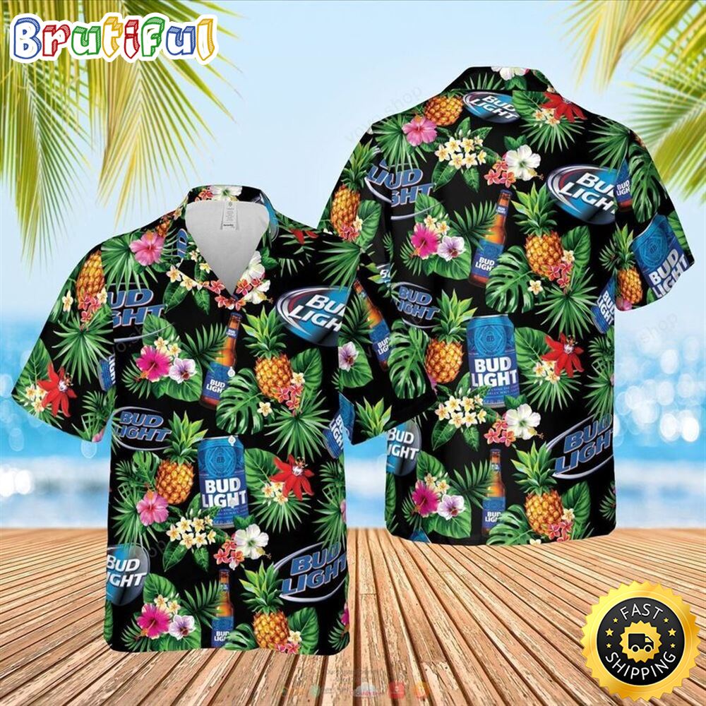 Hot Bud Light Beer Pineapple Hawaiian Shirt dxbeue
