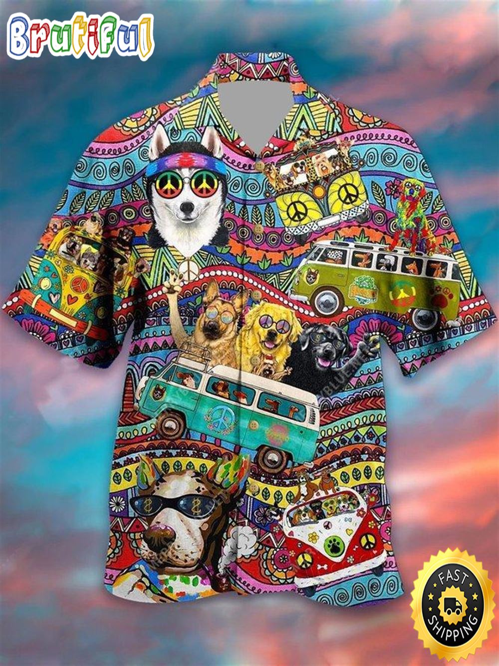 Husky Dog Hippie Hawaiian Shirt Beachwear For Men Gifts For Young Adults 1 pbblfh
