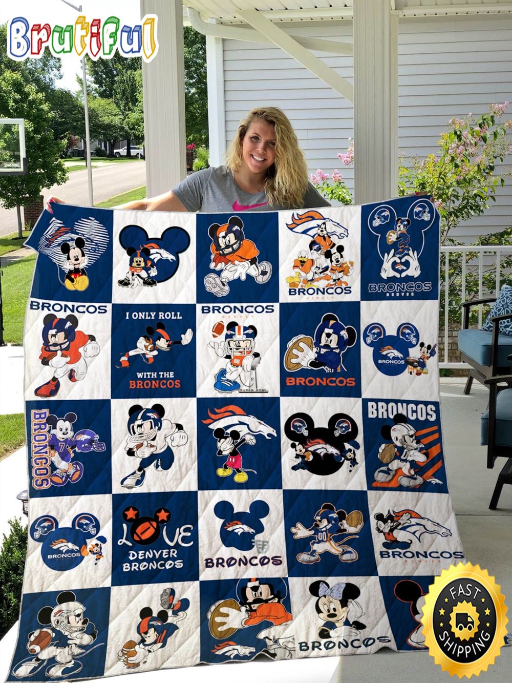 NFL Denver Broncos Navy Blue White For Fan NFL Football Blanket Gift xgeqba
