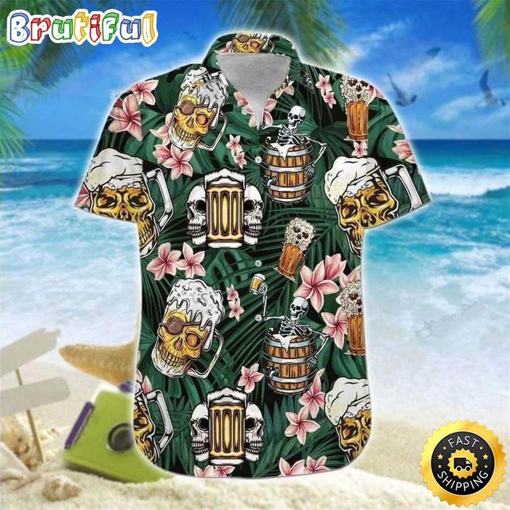 Skull Beer Summer Aloha Summer Hawaiian Shirt xsx1ma