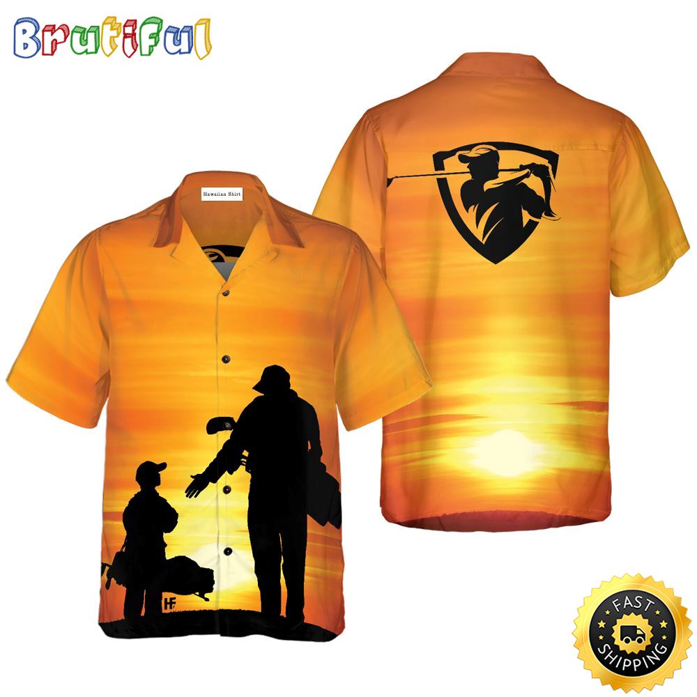 Son And Dad Playing Golf Hawaiian Golf Shirt For Sport Lovers In Summer jua5kg