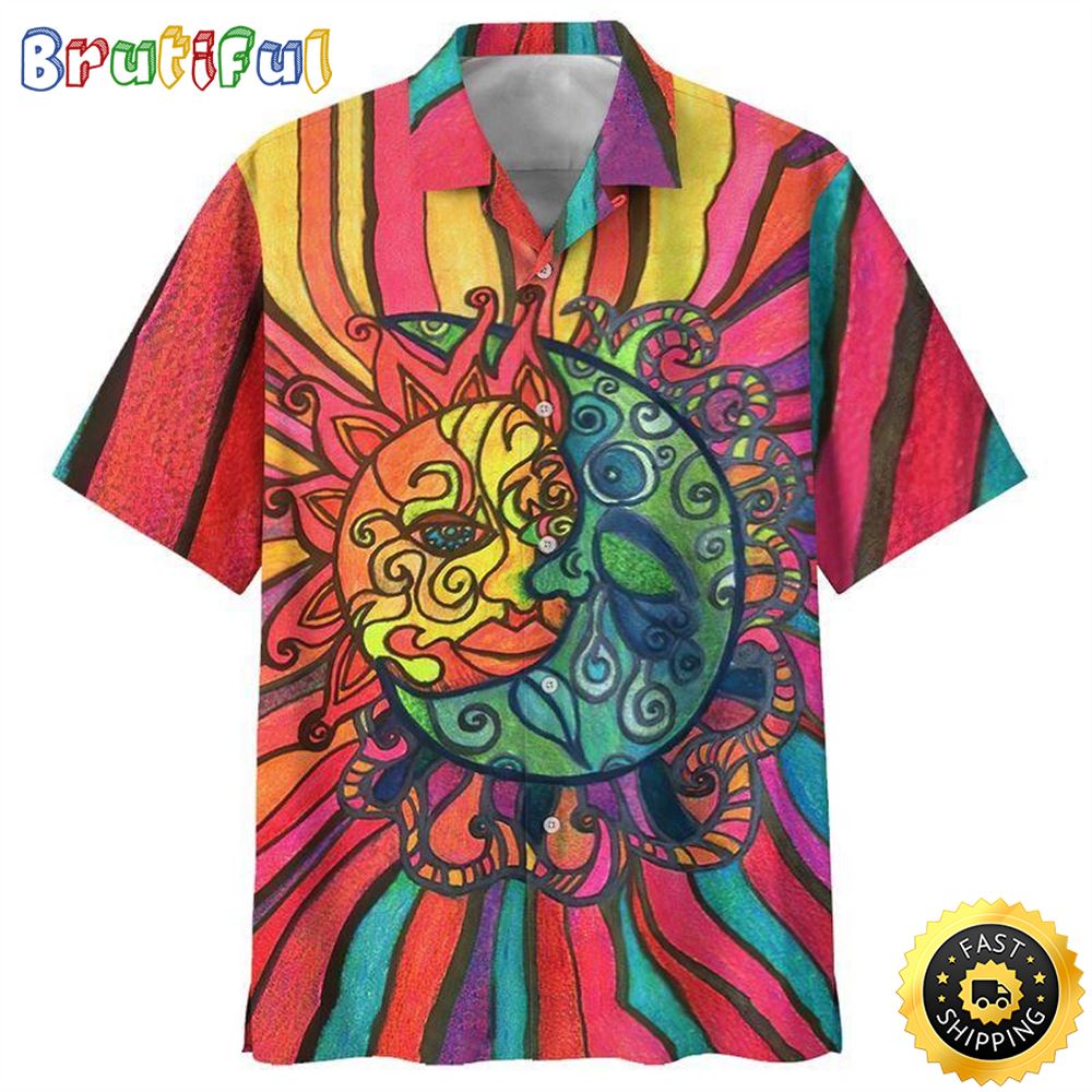 Sun Moon Hippie Hawaiian Shirt Beachwear For Men Gifts For Young Adults 1 p5jtlu